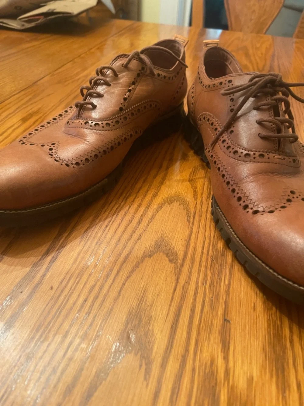 Cole Haan Men's Tan Wingtip Brogue Oxfords